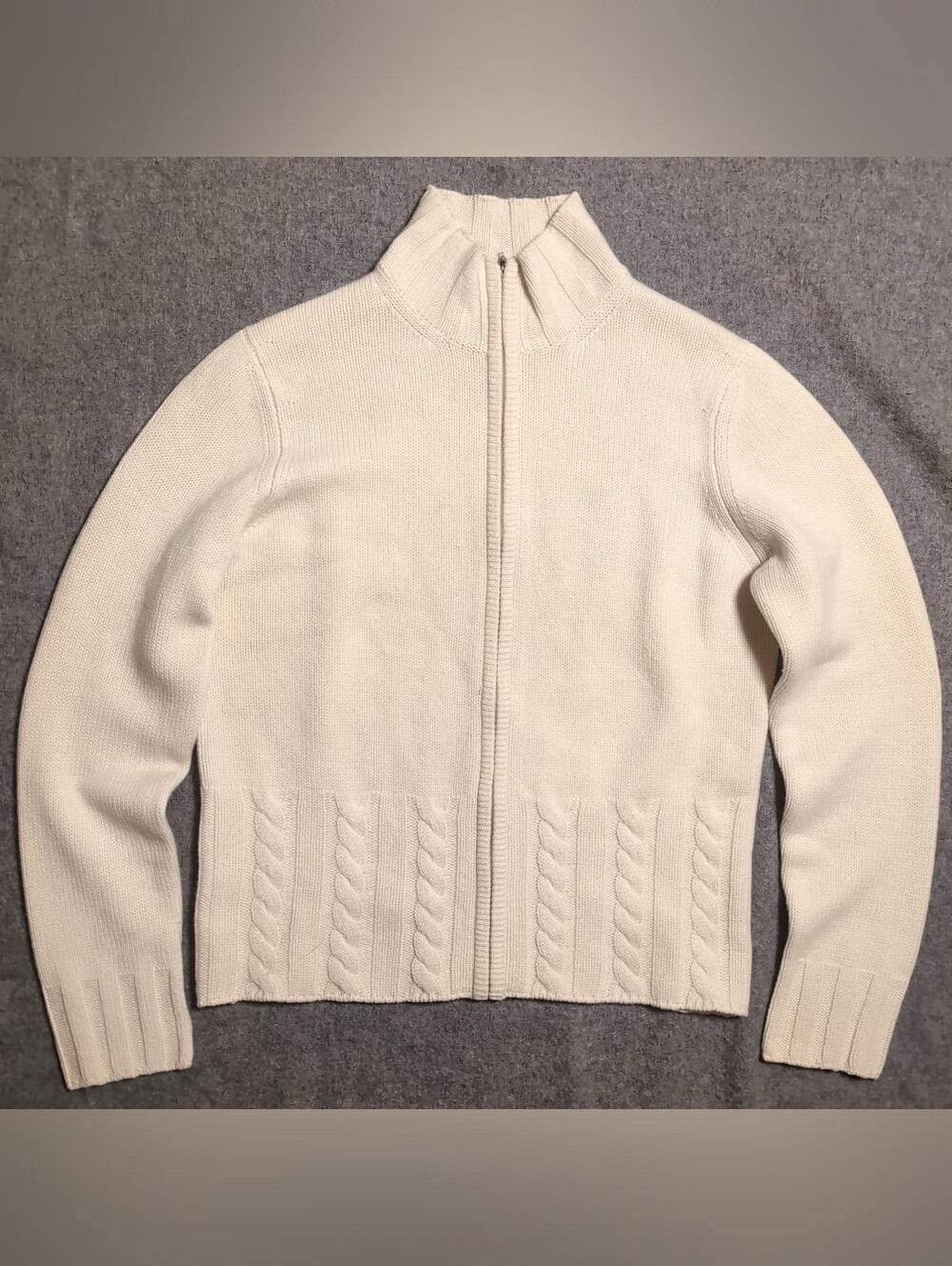 Vintage Collection Fifty Nine Bloomingdale's 100% Cashmere Cream Full Zip Cable